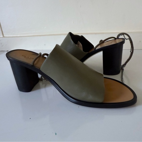 Rag & Bone Nella High In Light Olive Block Chain Sandals Heels SZ 41 US 11 - Picture 7 of 13